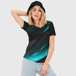Женская футболка 3D Slim Geometry stripes neon - фото 2