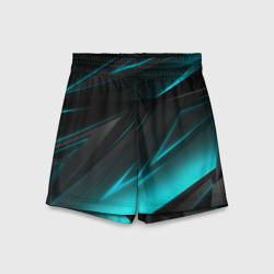 Детские спортивные шорты 3D Geometry stripes neon