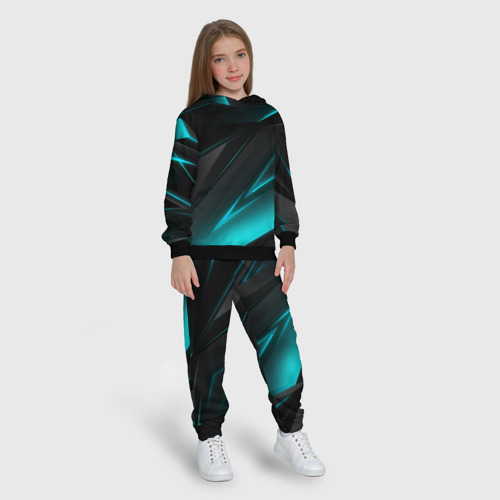 Детский костюм с толстовкой 3D Geometry stripes neon, цвет черный - фото 5