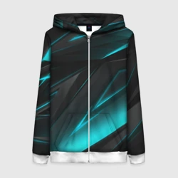 Женская толстовка 3D на молнии Geometry stripes neon