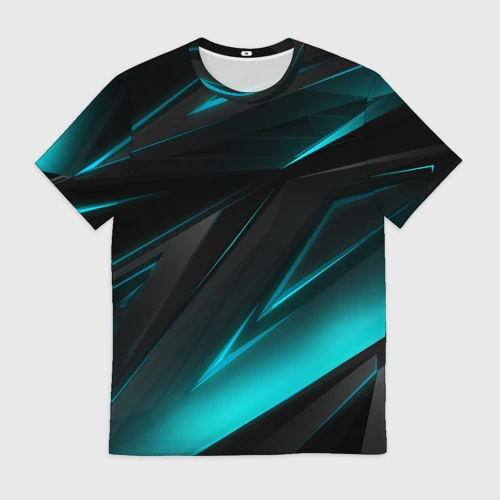 Мужская футболка 3D Geometry stripes neon