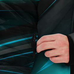Куртка с принтом Geometry stripes neon для мужчины, вид на модели спереди №3. Цвет основы: черный