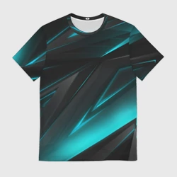 Мужская футболка 3D Geometry stripes neon
