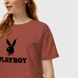 Женская футболка хлопок Oversize Playboy - фото 2