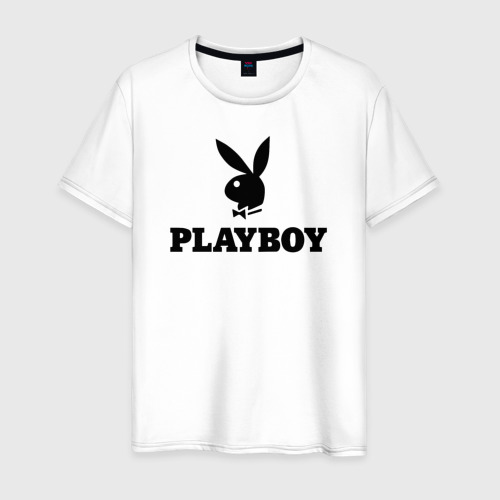 Мужская футболка из хлопка с принтом Playboy, вид спереди №1