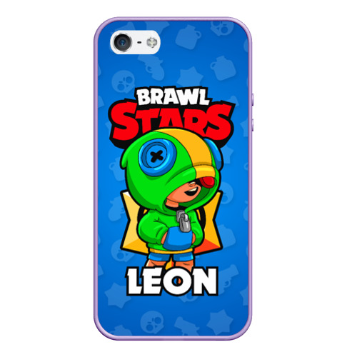 Чехол для iPhone 5/5S матовый Brawl Stars Leon, цвет светло-сиреневый