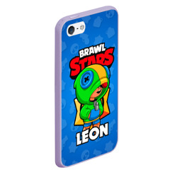 Чехол для iPhone 5/5S матовый Brawl Stars Leon - фото 2