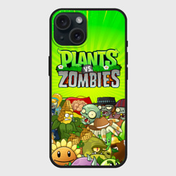Чехол силиконовый для Apple iPhone 15 матовый Plants vs zombies