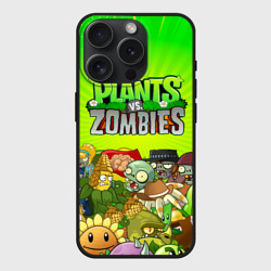 Чехол силиконовый для Apple iPhone 15 Pro матовый Plants vs zombies