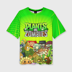 Женская футболка oversize 3D Plants vs zombies