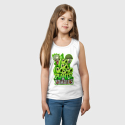 Майка с принтом Plants vs zombies для ребенка, вид на модели спереди №2. Цвет основы: белый