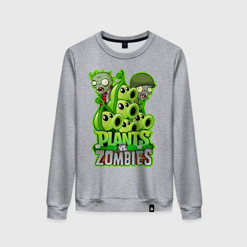 Женский свитшот хлопок Plants vs zombies, цвет меланж