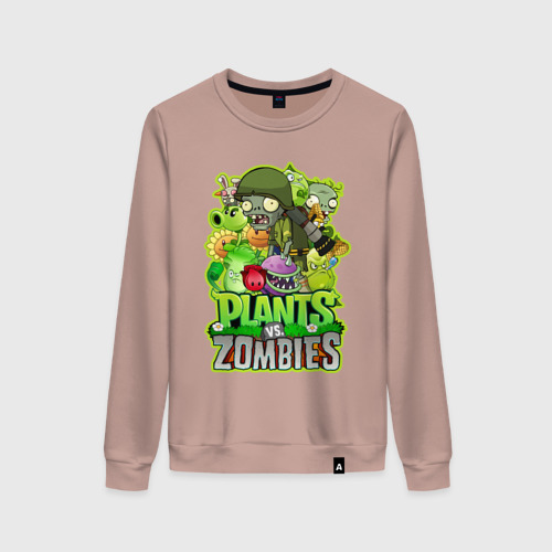 Женский свитшот хлопок Plants vs zombies, цвет пыльно-розовый
