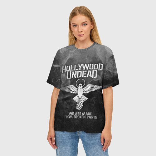 Женская футболка oversize 3D Hollywood Undead, цвет 3D печать - фото 3