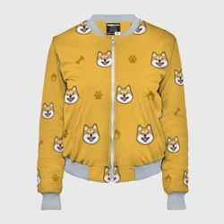 Женский бомбер 3D Сиба-ину. Акита-ину. Жёлтая