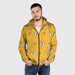 Мужская ветровка 3D Сиба-ину. Акита-ину. Жёлтая - фото 2