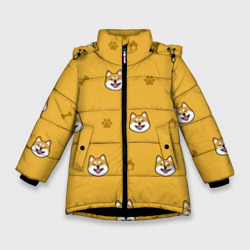 Зимняя куртка для девочек 3D Сиба-ину. Акита-ину. Жёлтая
