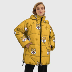 Женская зимняя куртка Oversize Сиба-ину. Акита-ину. Жёлтая - фото 2
