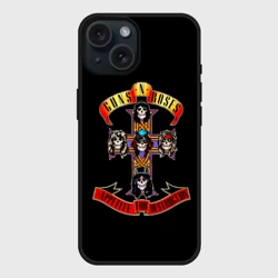 Чехол силиконовый для Apple iPhone 15 матовый Guns n roses