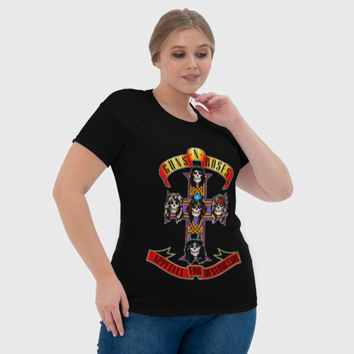 Женская футболка 3D Guns n roses + Спина, цвет 3D печать - фото 6