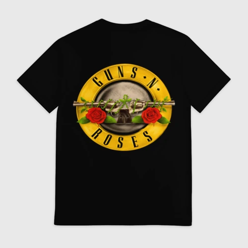 Мужская футболка 3D с принтом Guns n roses + Спина, вид сзади #1