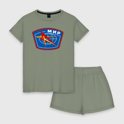 Женская пижама с шортиками хлопок Космическая станция "Мир"