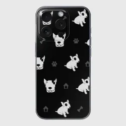 Чехол для iPhone 15 Pro Max силиконовый с защитой камеры Английский бультерьер