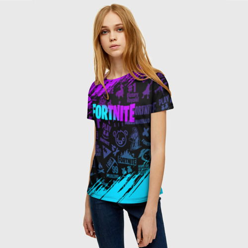 Женская футболка 3D Fortnite Фортнайт, цвет 3D печать - фото 3