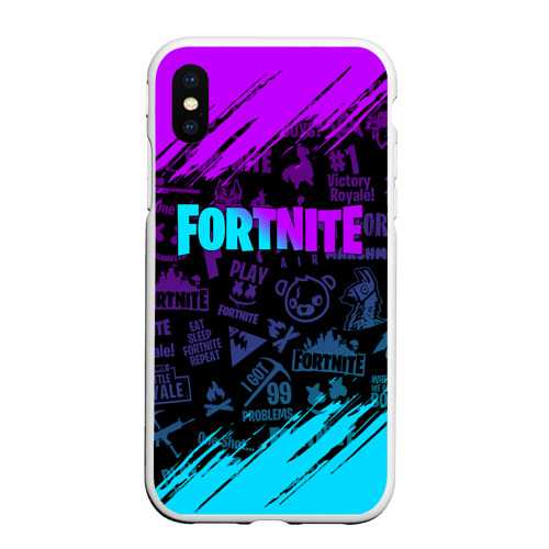 Чехол для iPhone XS Max матовый Fortnite Фортнайт, цвет белый