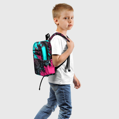 Детский рюкзак 3D с принтом FORTNITE NEON | ФОРТНАЙТ НЕОН, вид сзади #1