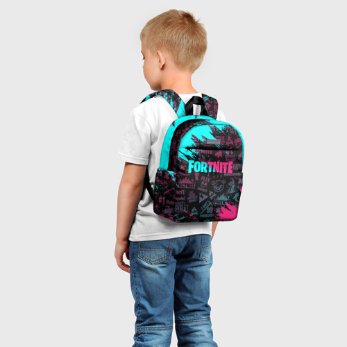 Детский рюкзак 3D с принтом FORTNITE NEON | ФОРТНАЙТ НЕОН, фото на моделе #1
