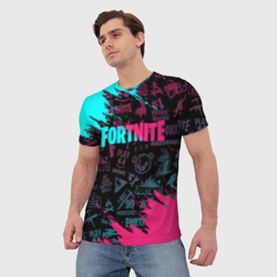 Мужская футболка 3D Fortnite neon Фортнайт неон - фото 2
