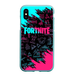 Чехол для iPhone XS Max матовый Fortnite neon Фортнайт неон