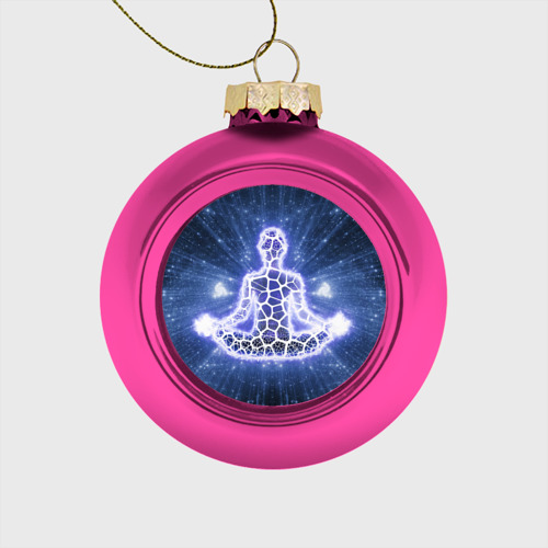 Стеклянный ёлочный шар Медитация, цвет розовый