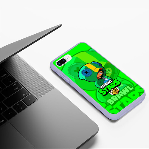 Чехол для iPhone 7Plus/8 Plus матовый Brawl Stars Leon, цвет светло-сиреневый - фото 5