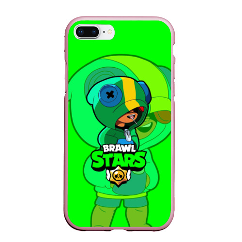 Чехол для iPhone 7Plus/8 Plus матовый Brawl Stars LEON, цвет розовый