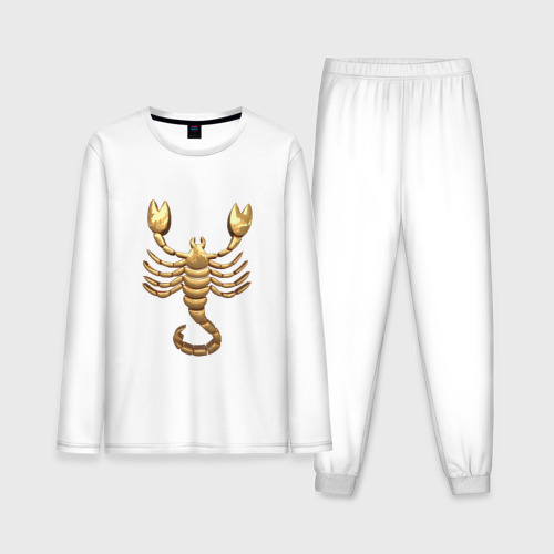 Мужская пижама с лонгсливом хлопок Скорпион, цвет белый