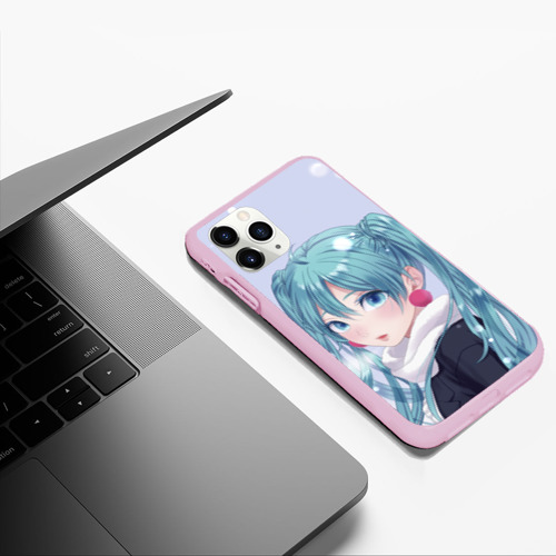 Чехол для iPhone 11 Pro Max матовый Hatsune Miku. Winter, цвет розовый - фото 5