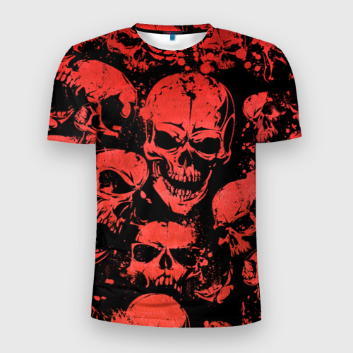 Мужская футболка 3D Slim с принтом Skulls pattern, вид спереди #2