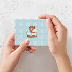Поздравительная открытка Сонный мишка с подушкой  - фото 2