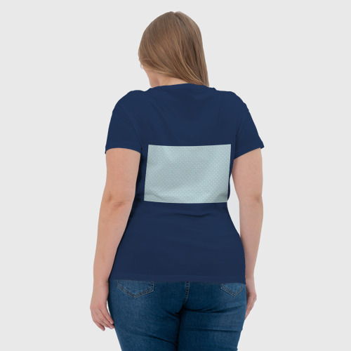 Женская футболка хлопок Сонный мишка с подушкой , цвет темно-синий - фото 7