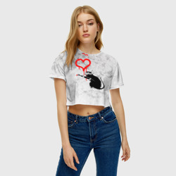 Женская футболка Crop-top 3D Banksy Бэнкси сердце love - фото 2