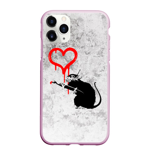 Чехол для iPhone 11 Pro Max матовый Banksy Бэнкси сердце love, цвет розовый