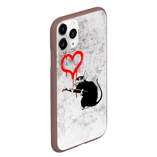 Чехол для iPhone 11 Pro Max матовый Banksy Бэнкси сердце love, цвет коричневый - фото 3