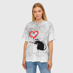 Женская футболка oversize 3D Banksy Бэнкси сердце love - фото 2