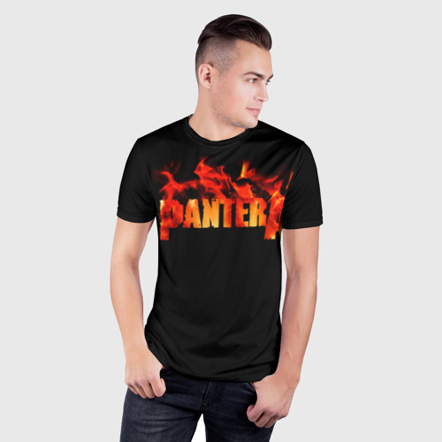 Мужская футболка 3D Slim с принтом Pantera, фото на моделе #1