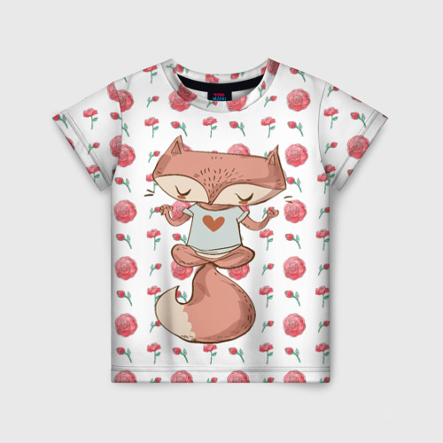 Детская футболка 3D с принтом Спокойная лисичка, вид спереди #2
