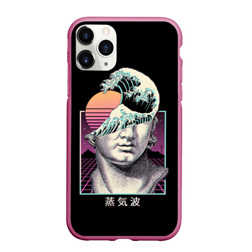 Чехол для iPhone 11 Pro Max матовый Retro wave, цвет малиновый