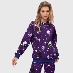Женский костюм с толстовкой 3D Эмо 2007 фиолетовый фон - фото 2