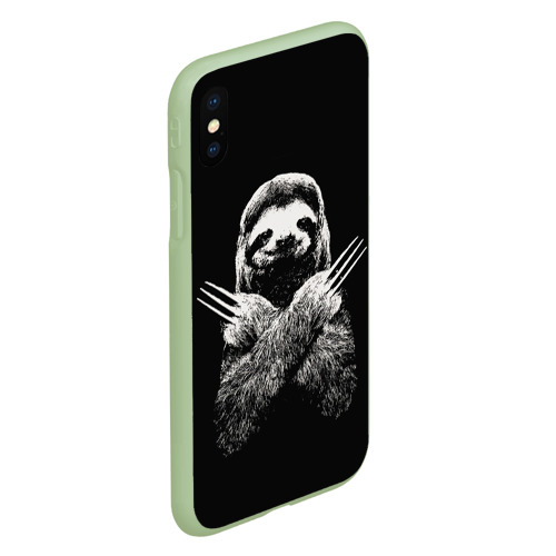 Чехол для iPhone XS Max матовый Ленивец росомаха, цвет салатовый - фото 3
